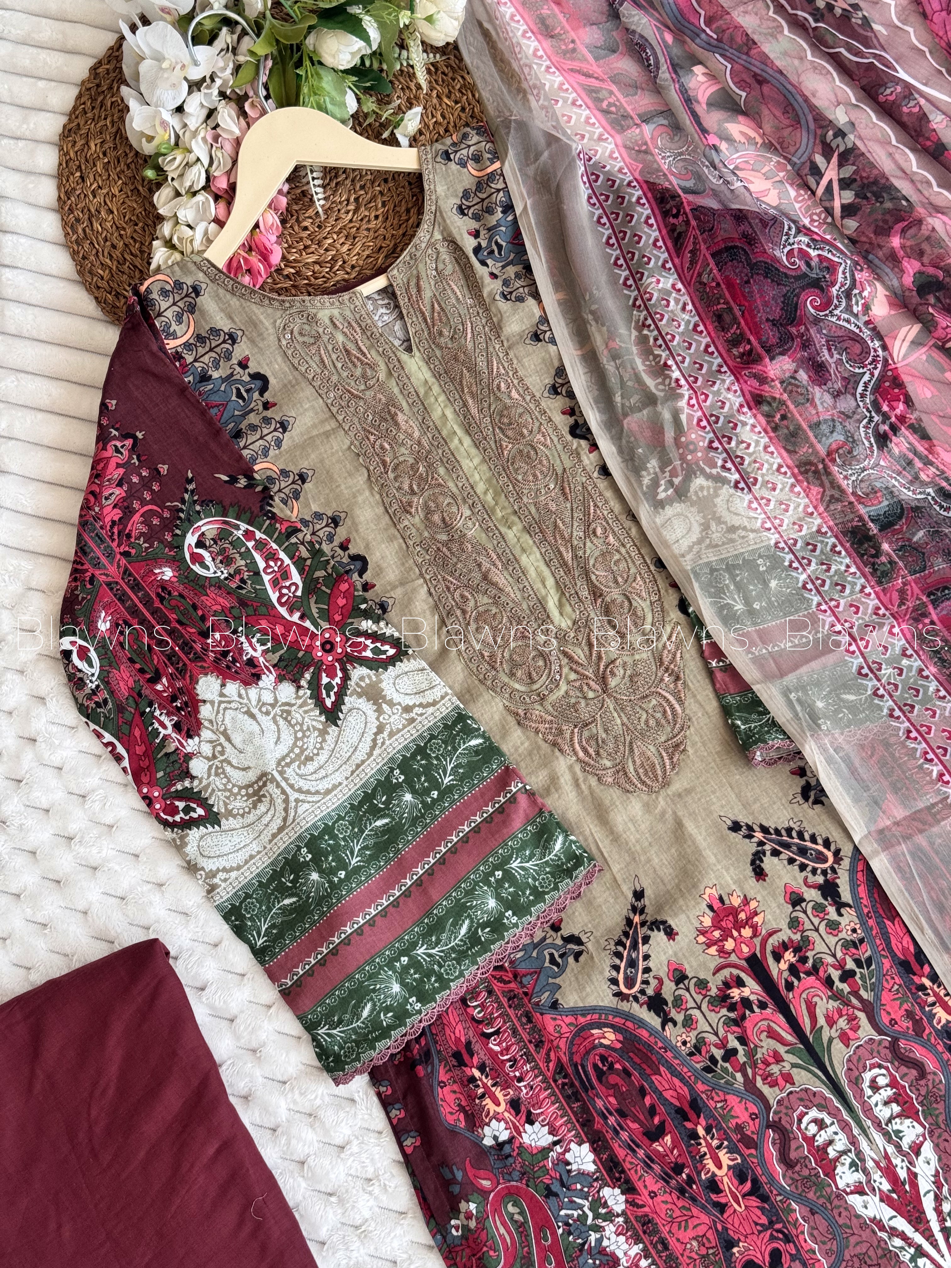 Cotton embroidery printed suit set