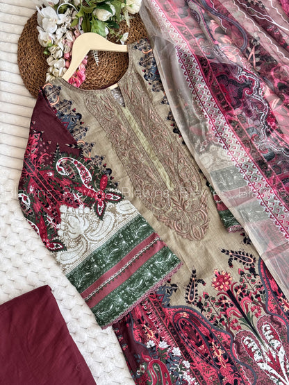 Cotton embroidery printed suit set