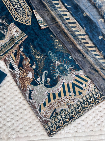 Cotton Printed 3-Piece Stitched Suit
