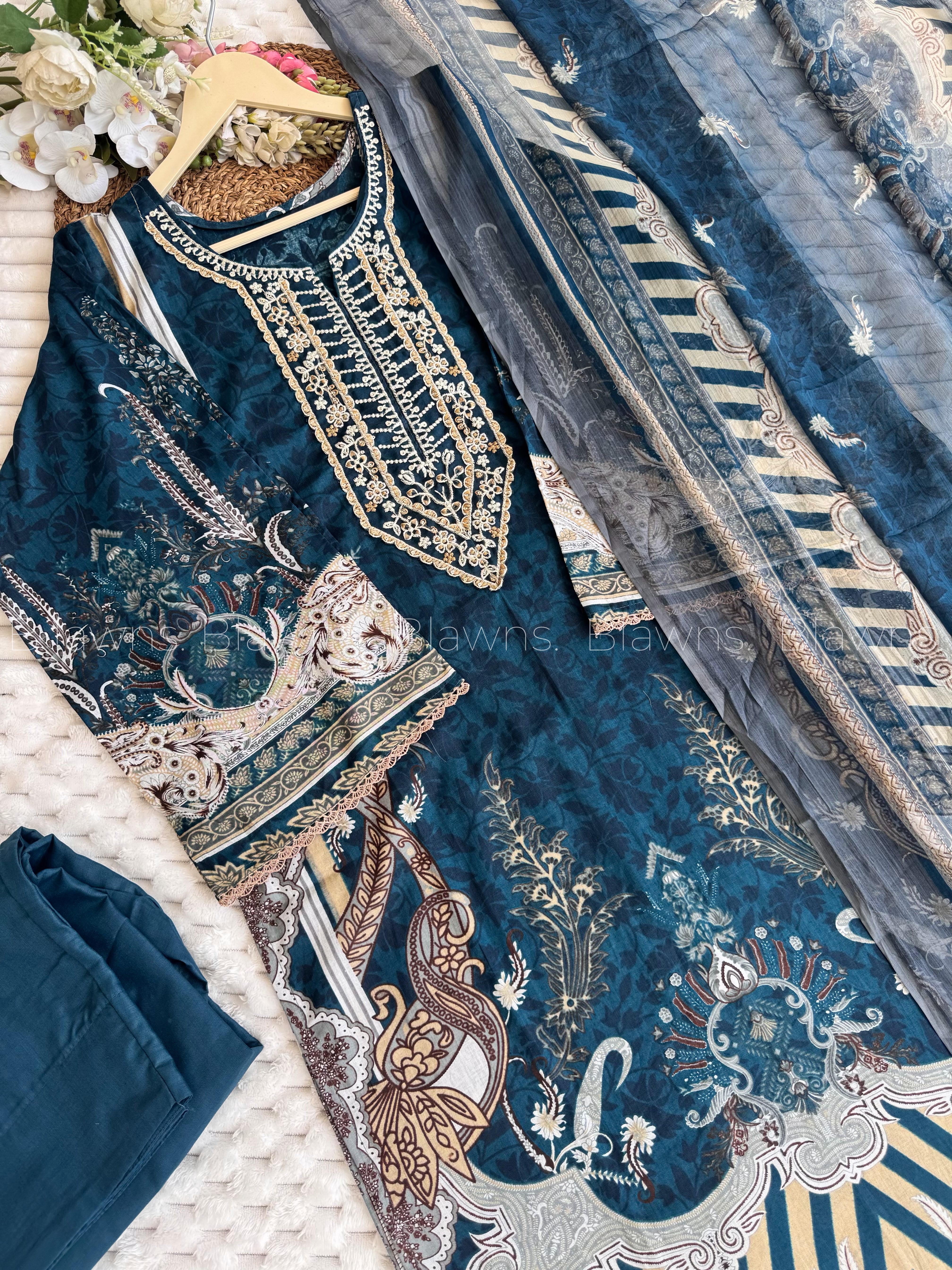 Cotton Printed 3-Piece Stitched Suit