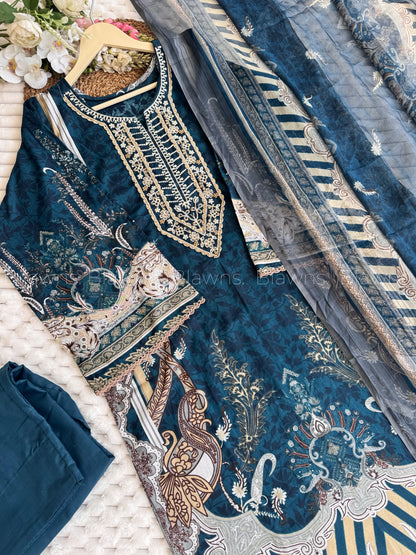 Cotton Printed 3-Piece Stitched Suit