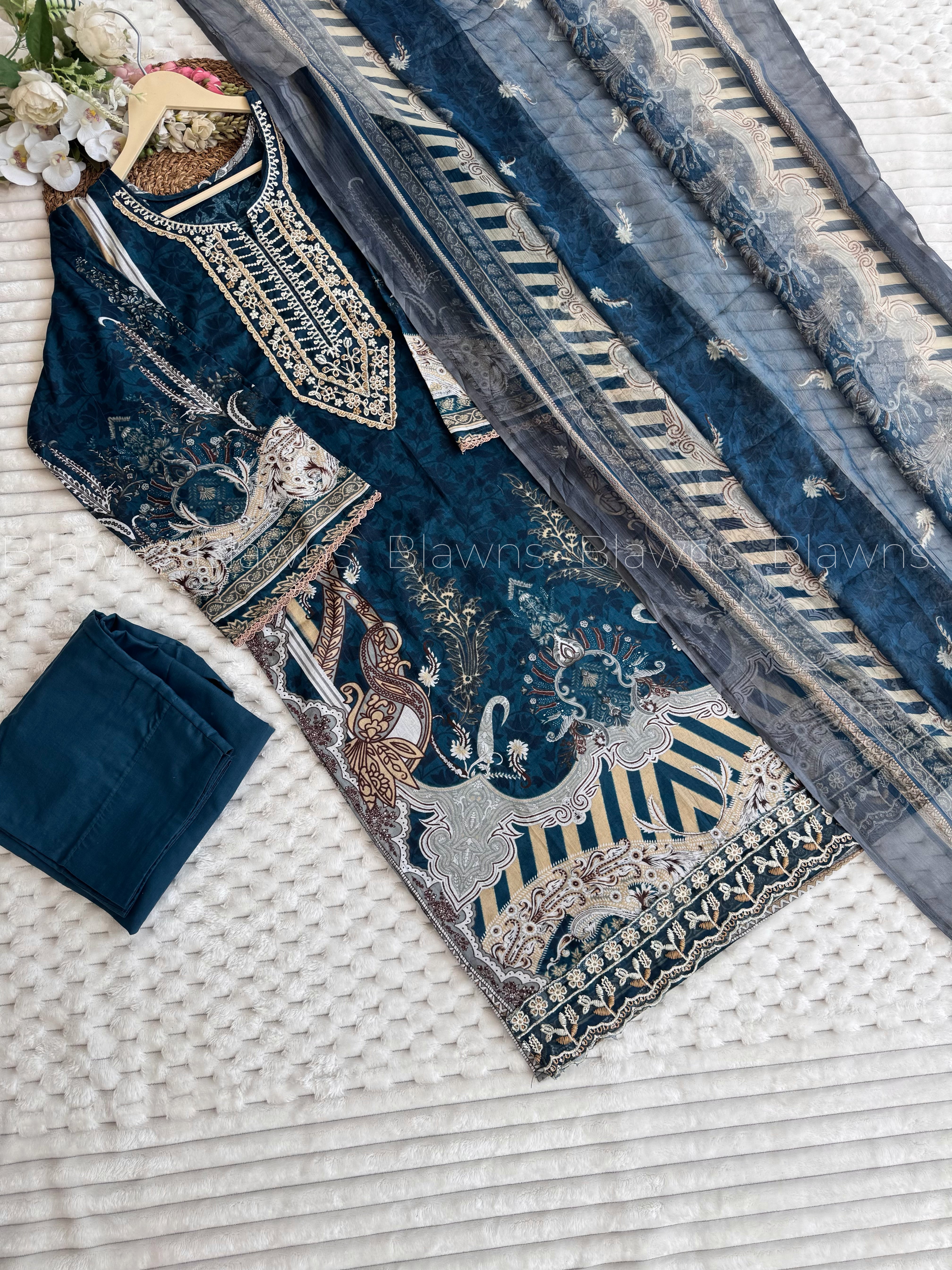 Cotton Printed 3-Piece Stitched Suit