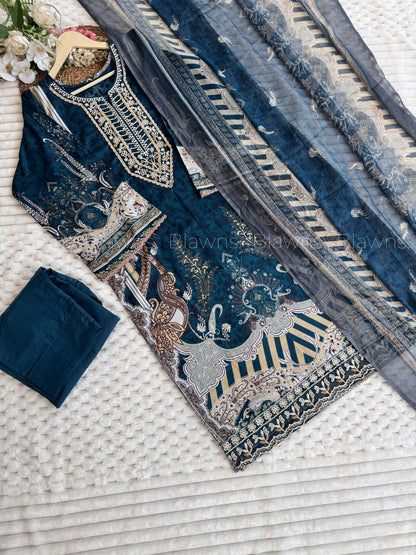 Cotton Printed 3-Piece Stitched Suit