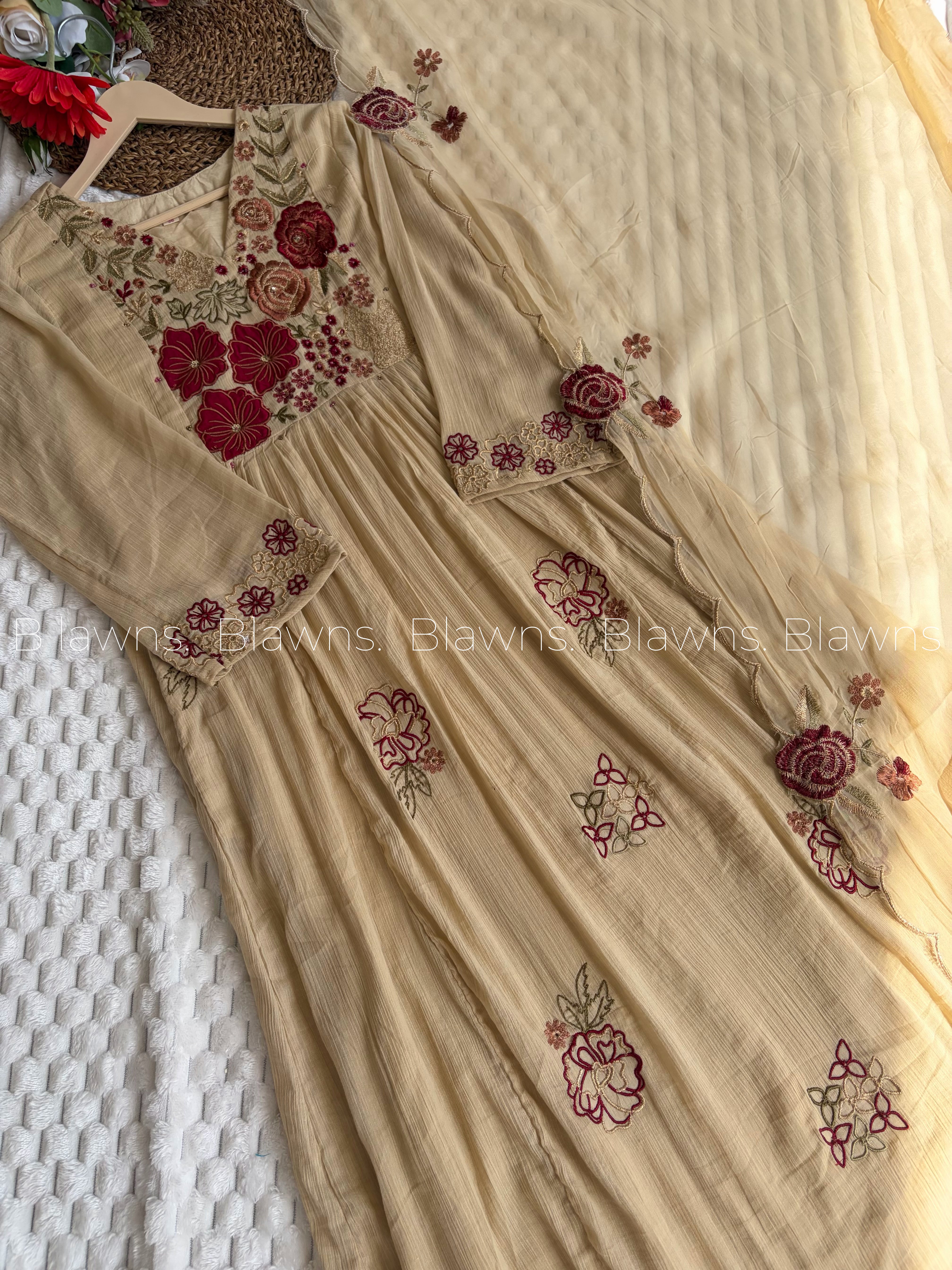 Premium crush cotton Anarkali set
