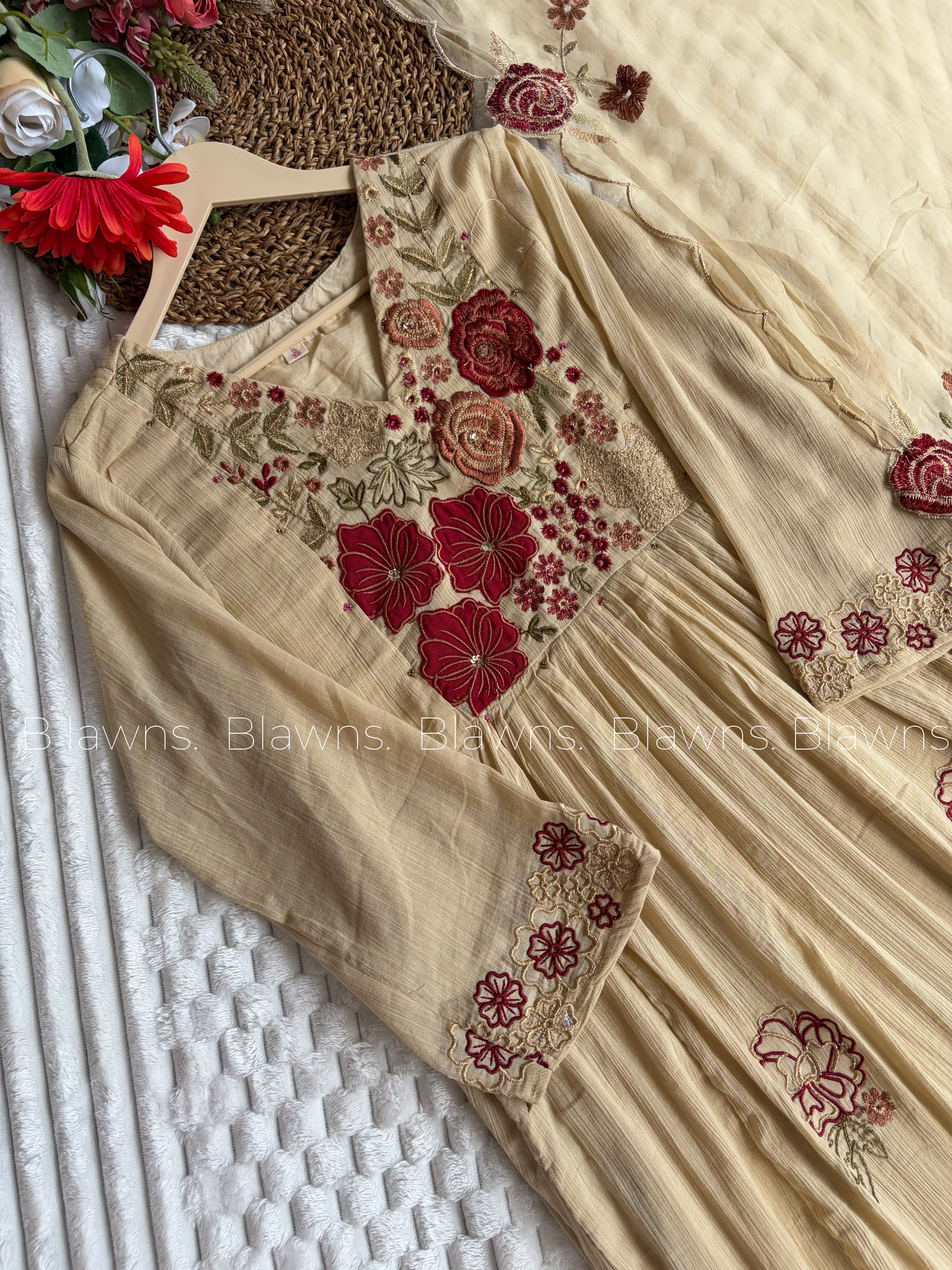 Premium crush cotton Anarkali set