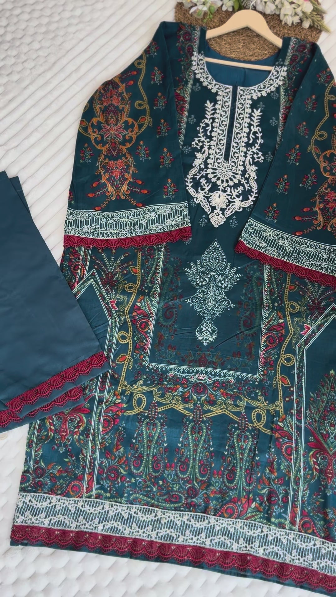 Embroidered pakistani chiffon suit