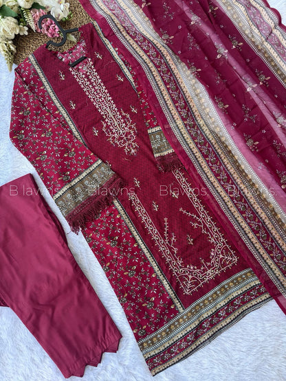 Embroidered PakistaniSuit with Chiffon/Cotton Dupatta – BLW-1 (Copy)