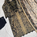 Readymade Pakistani suit with cotton top and chiffon dupatta - BLW-1026