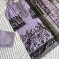 Readymade Pakistani suit with cotton top and chiffon dupatta - BLW-122