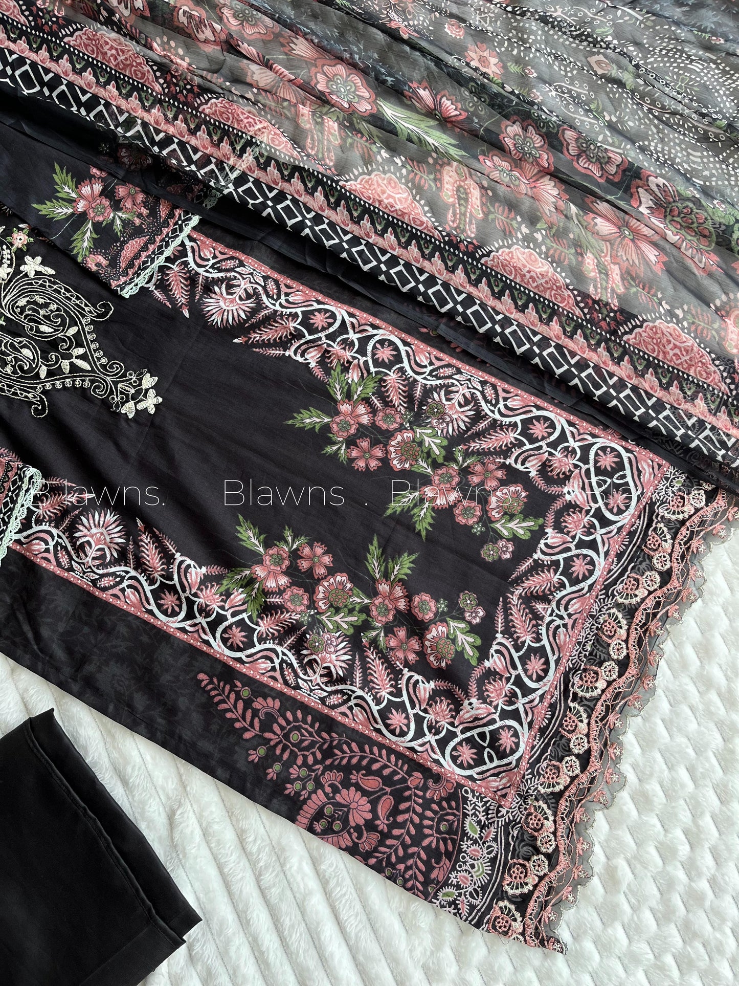 Embroidered Pakistani  Suit with Chiffon/Cotton Dupatta – BLW-104