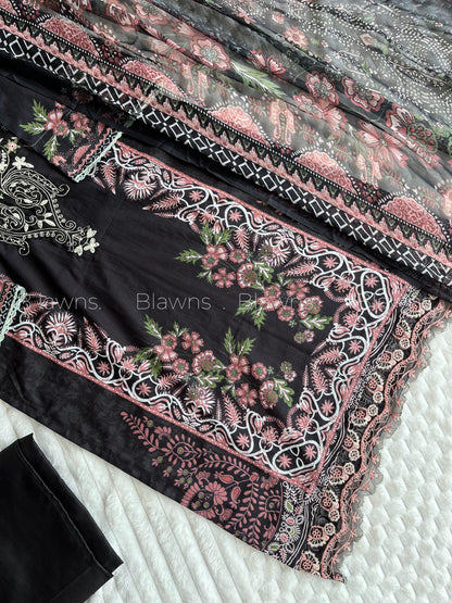 Embroidered Pakistani Unstitched Lawn Suit with Chiffon/Cotton Dupatta – BLW-104
