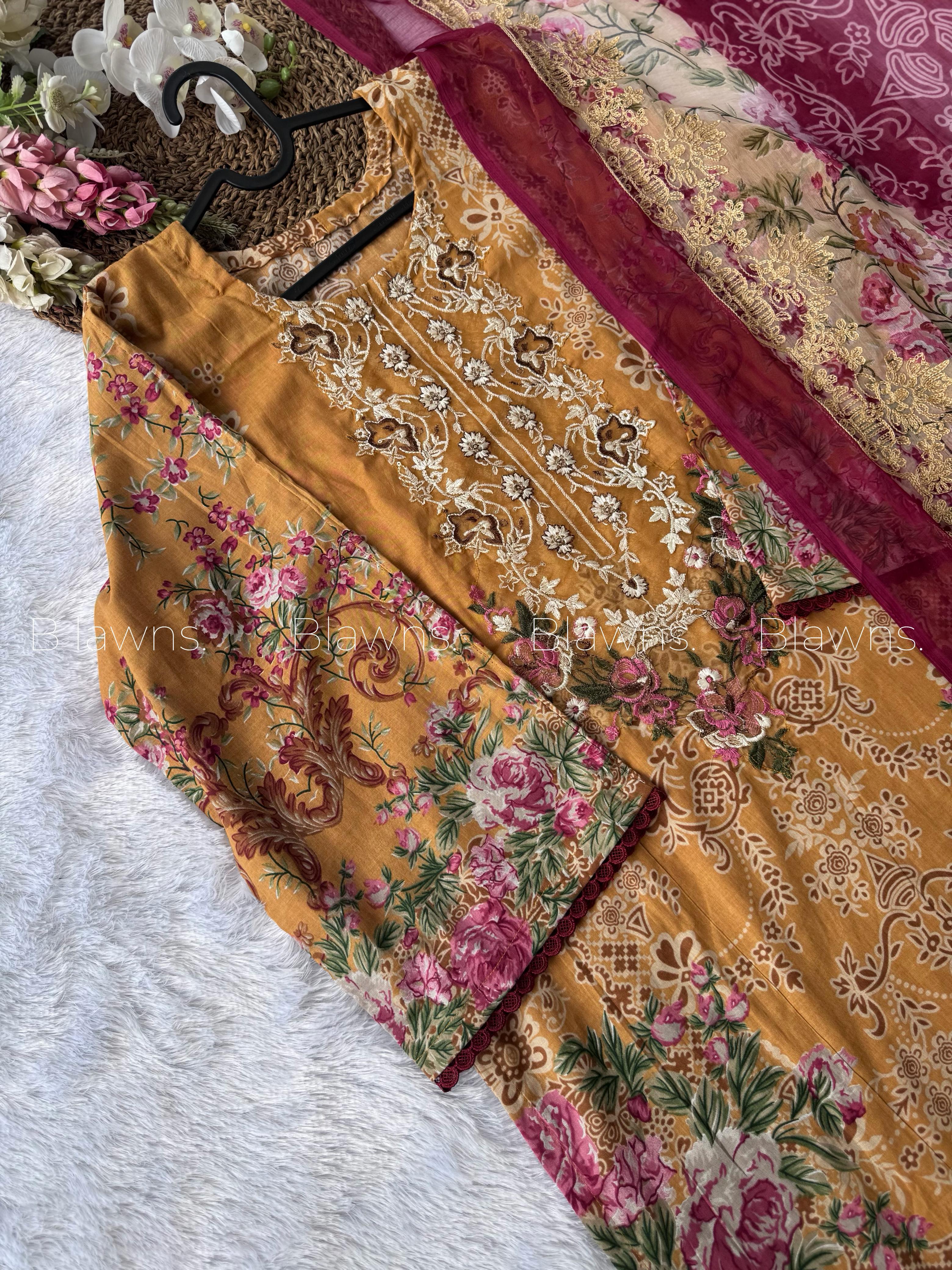 Embroidered Pakistani  Suit with Chiffon Dupatta – BLW-1008