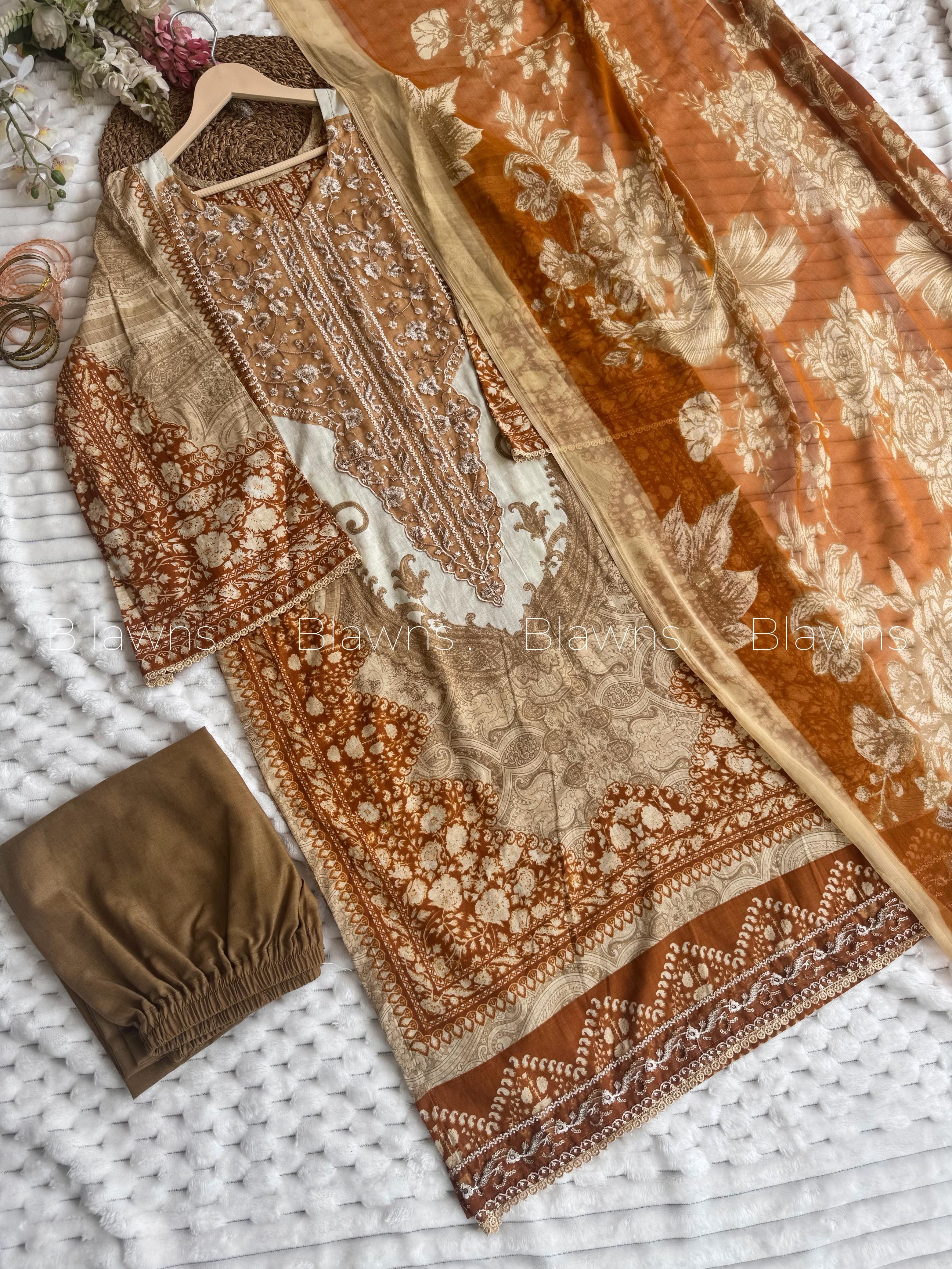 Pakistani cotton suit BLW-26, styled view