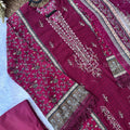 Readymade Pakistani suit with cotton top and chiffon dupatta - BLW-1