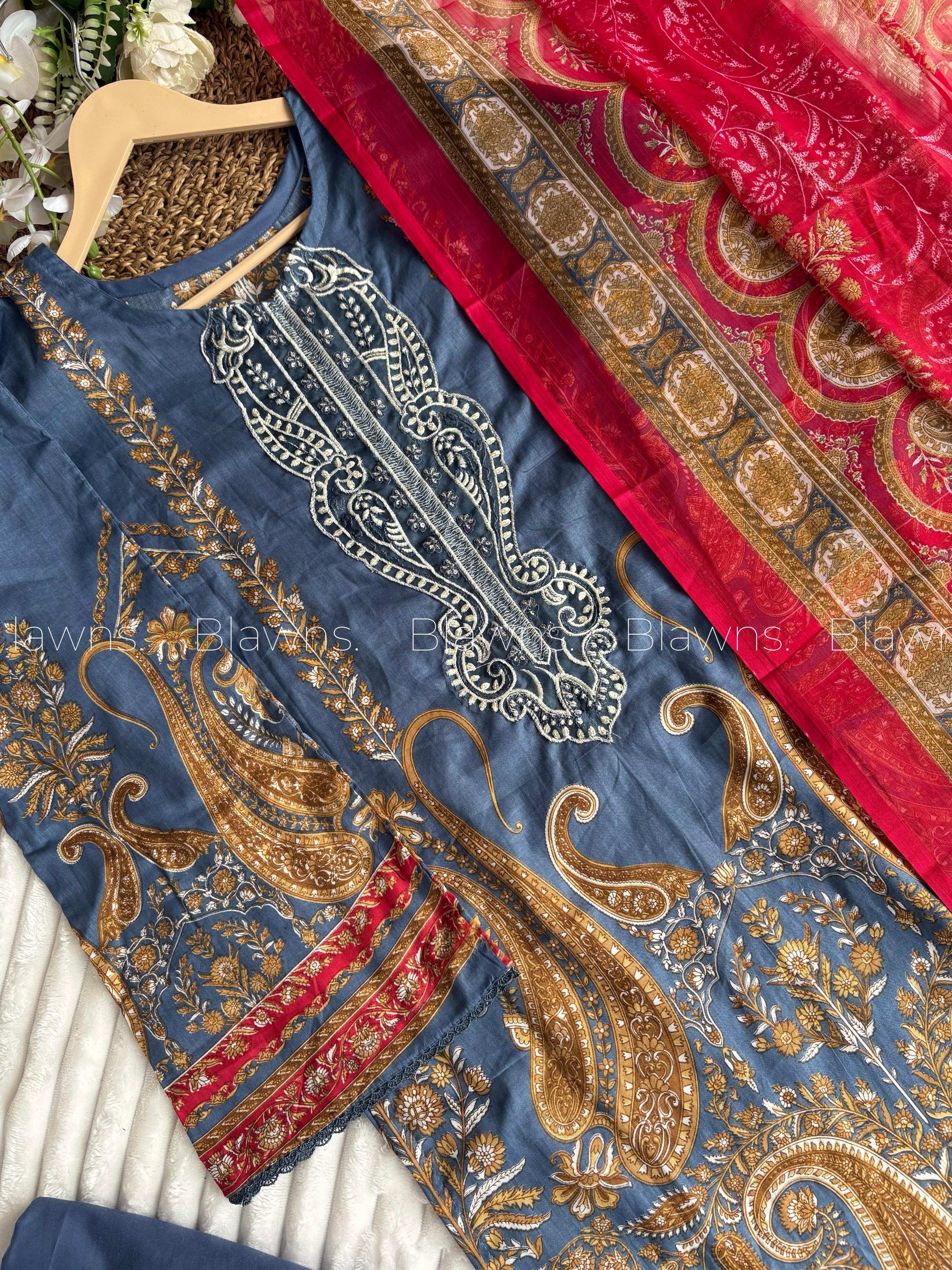 Embroidered Pakistani   Suit with Chiffon Dupatta Blw-136