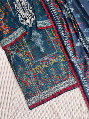 Pakistani unstitched suit BLW-99, cotton trouser and dupatta