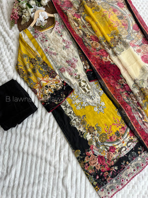 Readymade Pakistani suit with cotton top and chiffon dupatta - BLW-123